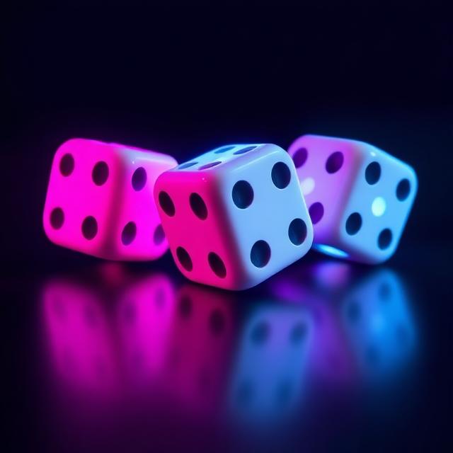 3D dobbelstenen met neon gloed